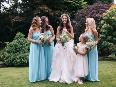 Bride with her bridesmaids